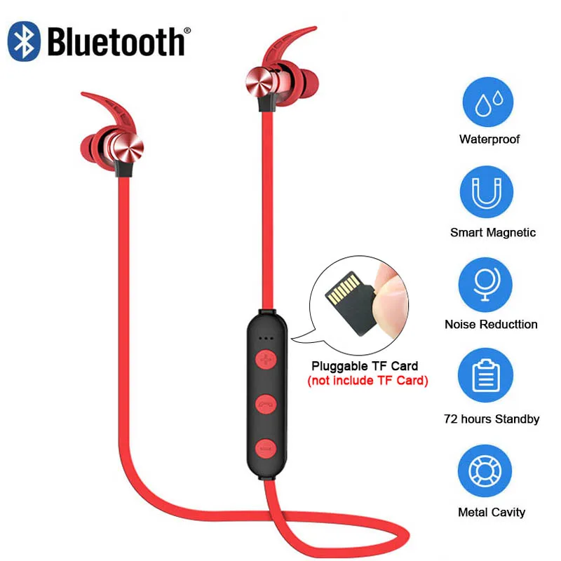  XT22 спортивные беспроводные Bluetooth наушники Магнитная аттракцион гарнитура водостойкие наушники Встроенный микрофон Pluggable TF карта 