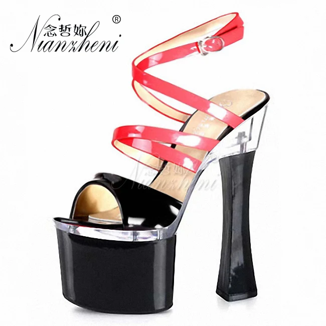 

19CM ladies sandals high heels sandals women mary jane shoes Splicing fashion chunky heels hakken 8inch waterproof summer