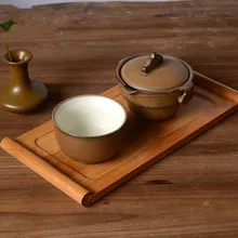 Твердые бамбуковые сервировочные подносы для чайной церемонии кунг-фу чайный свиток Стиль Прямоугольная Тарелка деревянная чайная чашка поднос для хранения бамбукового искусства