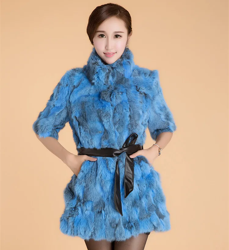 2022 Women New Arrival Real Rabbit Fur Coat Genuine Natural Vest Winter Plus size with belt JN178 | Женская одежда
