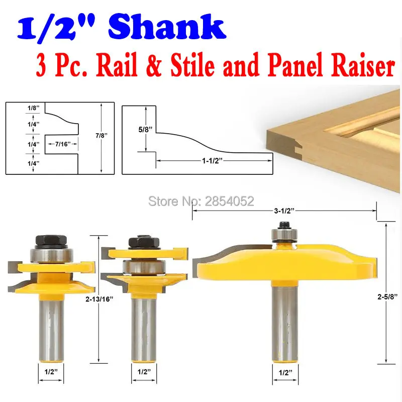 3/4'' Stock ROUTER BITS Rail and Stile Bits Woodworking Precision Molding