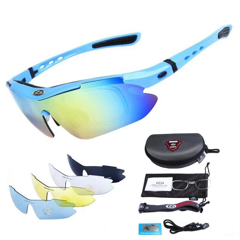 Мужские спортивные очки для велоспорта, поляризационные солнцезащитные очки для верховой езды, уличные велосипедные очки UV 400, очки для бега, рыбалки, вождения горного велосипеда - Цвет: Fluorescent Blue