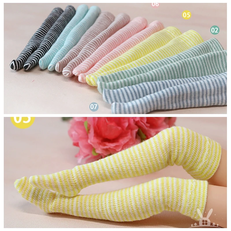 

1Pair Candy color stripe Socks Stocking for Licca, Aozne,Barbies,OB24,Blyth Clothes Accessories for dolls