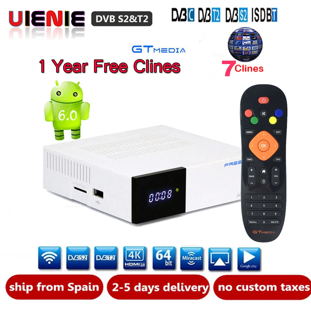 

[Genuine]GTC DVB-S2 DVB-C DVB-T2 ISDB-T Amlogic S905D android 6.0 TV BOX 2 GB RAM 16 GB ROM Wifi 2.4G+BT4 Satellite TV Receiver