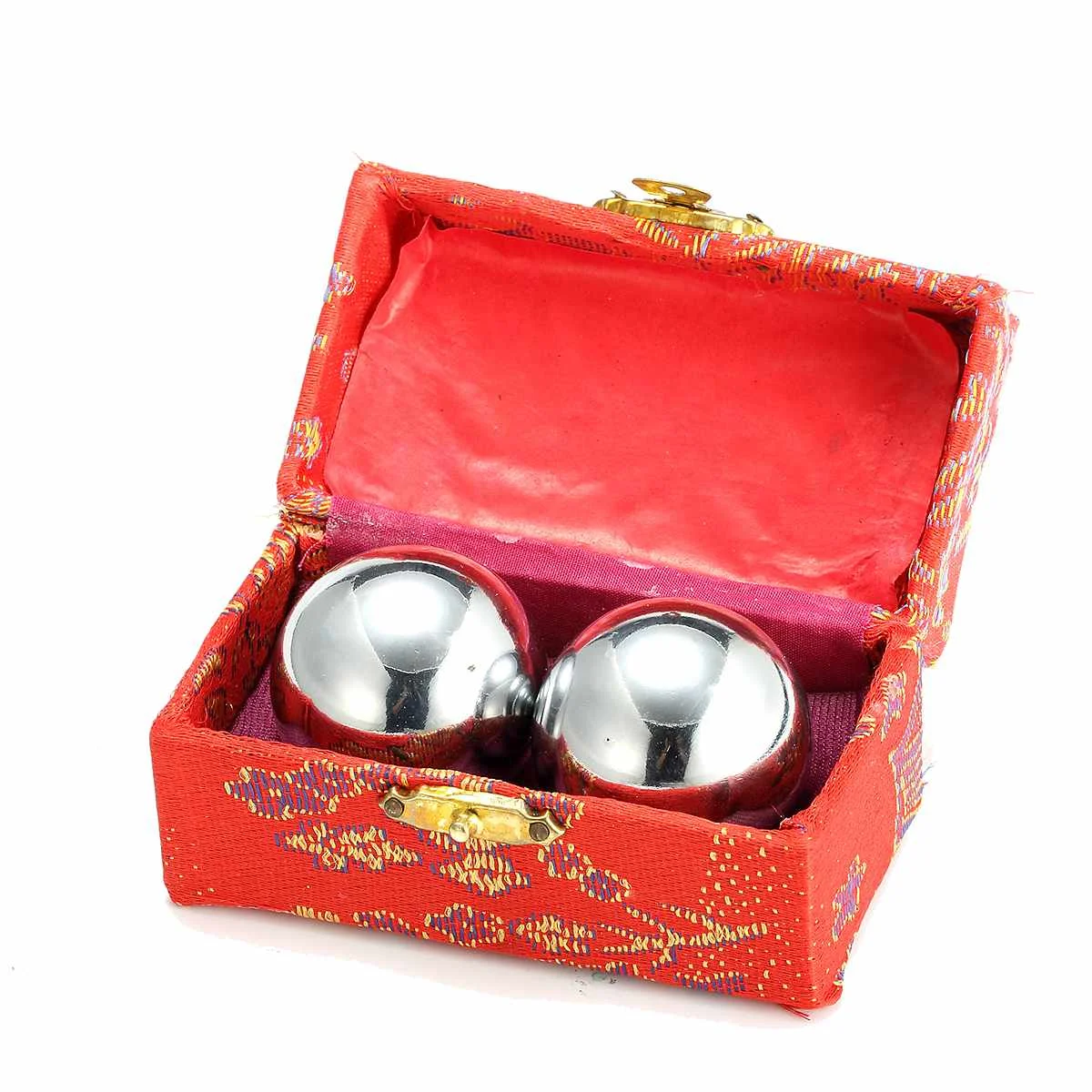 Boading balls Chinese Health Exercise Stress Relief Chrome Massage Red Box New 