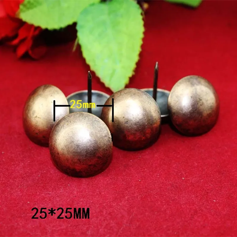 Round Decorative Iron Nails Furniture Studs Sofa Chair Pins,Table Foot Glide Nail,Tack Nail,Antique Bronze Tone,25*25mm,10Pcs