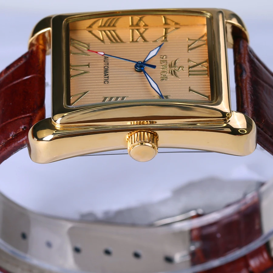 New Sewor Top Brand Luxury Rectangular Men Watches Automatic Mechanical