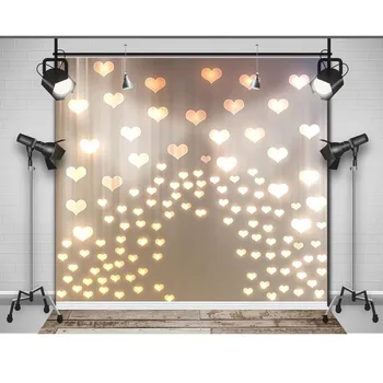 

Shiny Heart-Shaped Photography Backdrops Computer Printing Thin Vinyl Background For Children Photo Studio Wood Floor