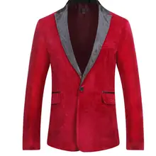 Мужская осенне-зимняя бархатная винно-красная модная куртка для отдыха свадебный пиджак для жениха