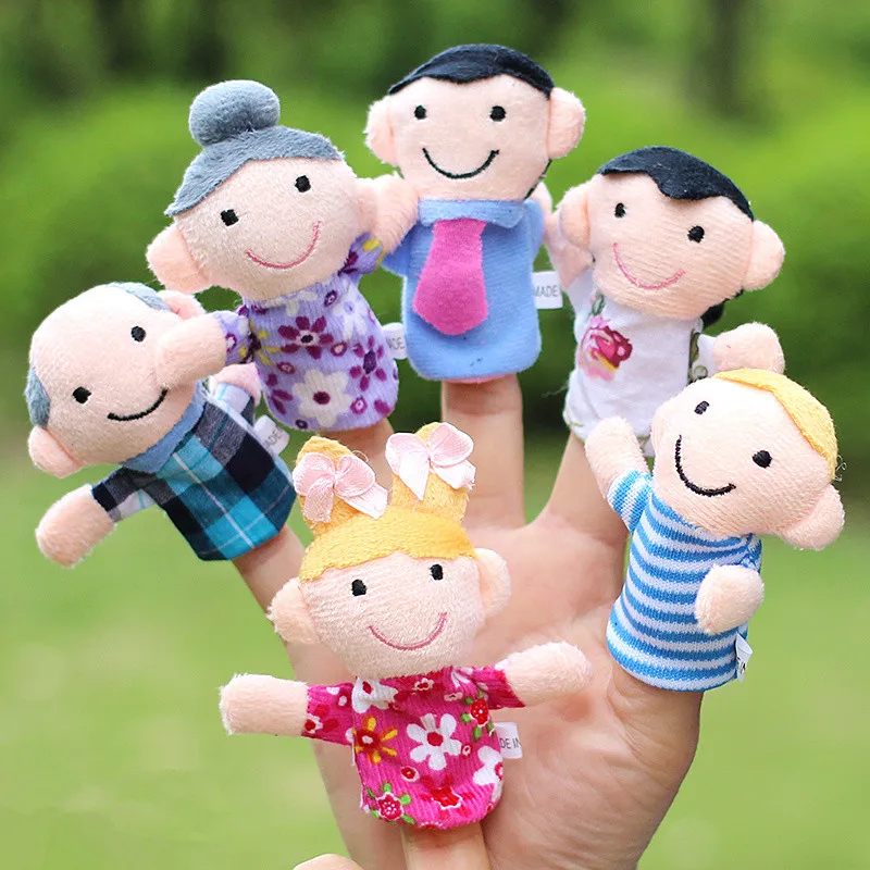 6 Pcs/Set Family Finger Puppets Cloth Doll Baby Educational Hand Toy