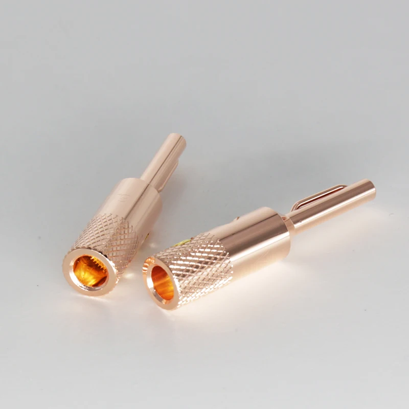 

4PCS Viborg Audio High quality Pure Red Copper Banana Connector Terminal Plug connector 4MM Speaker Wire Plug Screw Locking