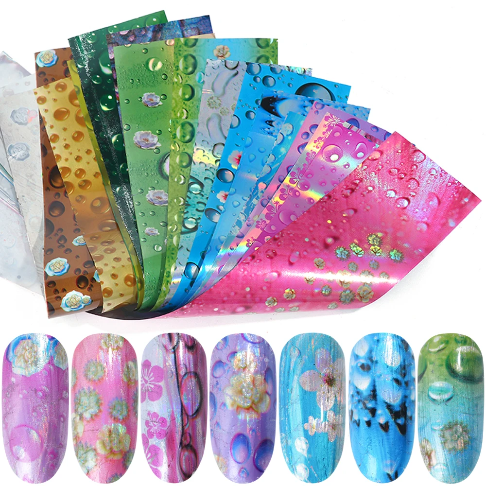 

16pcs 20*4cm Colorful Waterdrop Nail Foil Set for Manicure Charms Summer Water Transfer Stickers Adhesive Nail Tips Slider TR794