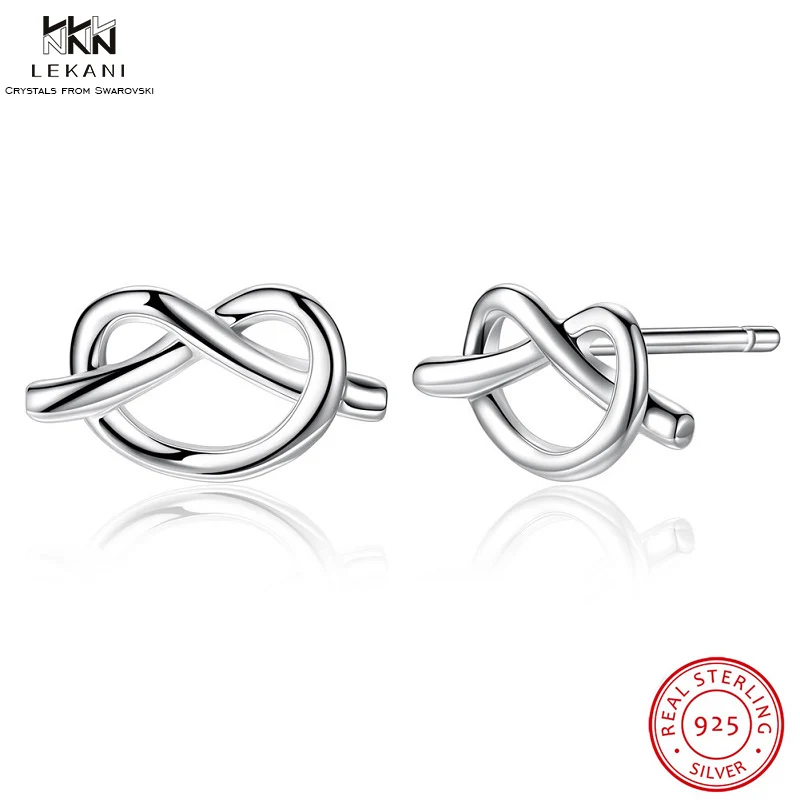 

LEKANI Boucle D'oreille Femme 2018 Elegant And Exquisite Gift Earrings 925 Twisted Heart-Shaped Earrings Simple Stud Earrings