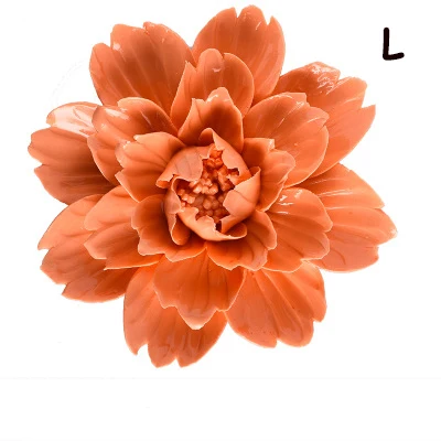Современный керамический 3D цветок подвеска на стену украшение для дома гостиной имитация цветок Настенная Наклейка настенные украшения - Цвет: Orange--L