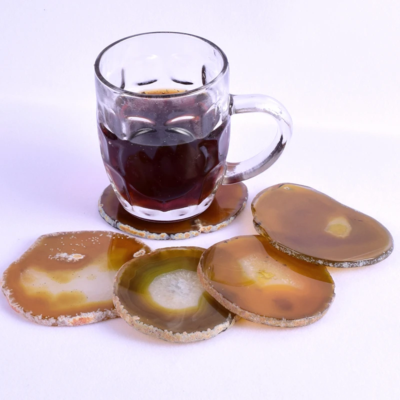 

1 pcs Big size Gems Craft Agate Slice Coaster Cup Mug Glass Hot Beverage Holder Pad Quartz Geode Onyx Irregular Unique Decor