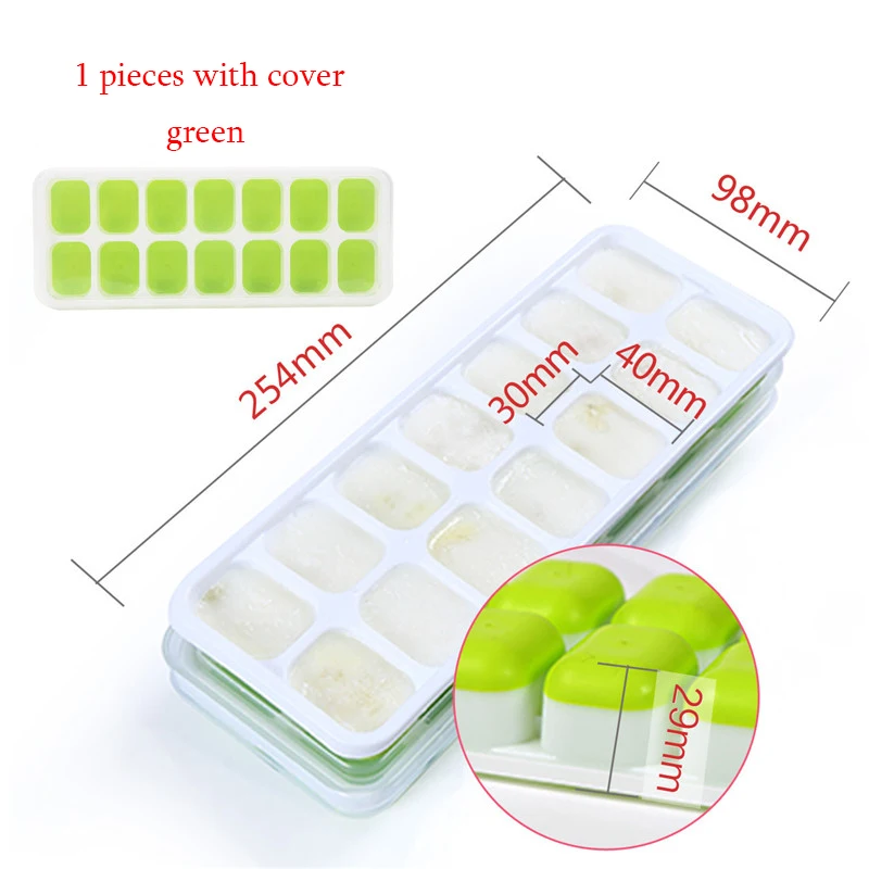 Поднос для льда 14 сетка силиконовый кубик льда формы-лотки DIY прессформа для пустыни соковыжималка фруктовая форма для льда - Цвет: green