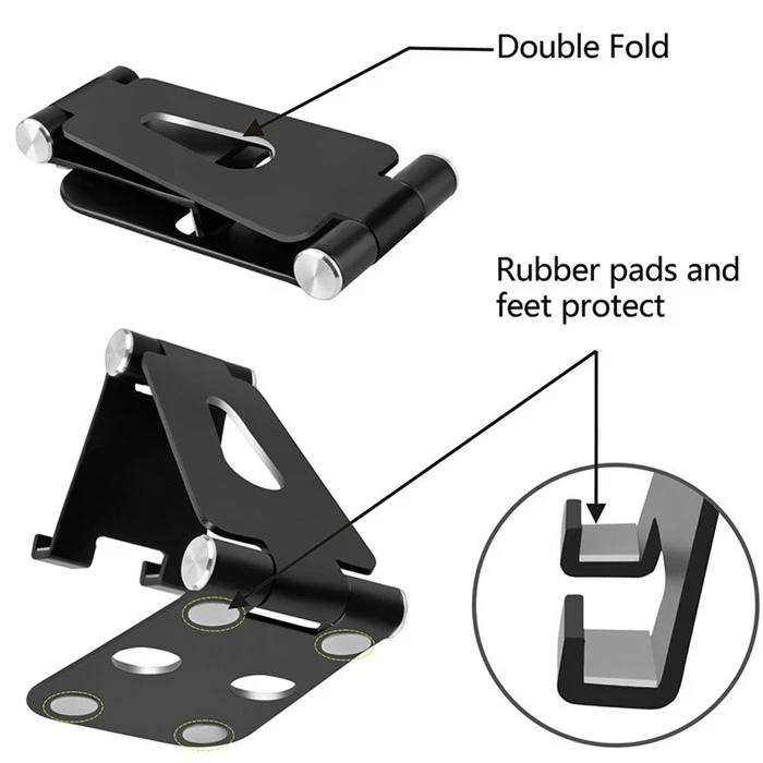 

JXSFLYE Cell Phone Holder for Desk Foldable Smart Phone Grip Bracket Tablet Stand Multi-angle Desktop Holder Bracket