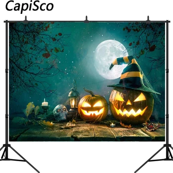 

Capisco photography backdrop Night Magic Cap Skull Pumpkin Light Halloween professional festival backdrop photographic