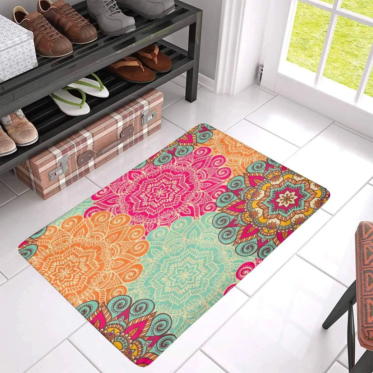 Vintage Indian Arabic Doormat Anti Slip Entrance Mat Floor Rug