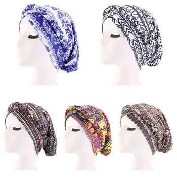 

Women Muslim Braid Head Printed Turban Head Wrap Cover​ Cancer Chemo Cap Hat Bonnet Hair Loss Hat Islamic Beanies Skullies Arab