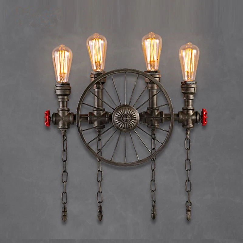 Лофт промышленное ретро-колесо Настенные светильники ресторан кафе бар столовая настенные бра креативная американская винтажная