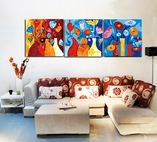 3 Pcs Large Colorful Flower Bottles Drawing Painting By Numbers DIY home decoration unique gift craft paint by number on Canvas