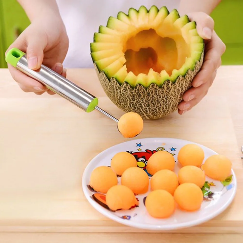 

Hot Creative Household Practical Stainless Steel Watermelon Melon Baller Scoop Ice Cream Fruit Digging Ball Spoon Kitchen Tool@Q