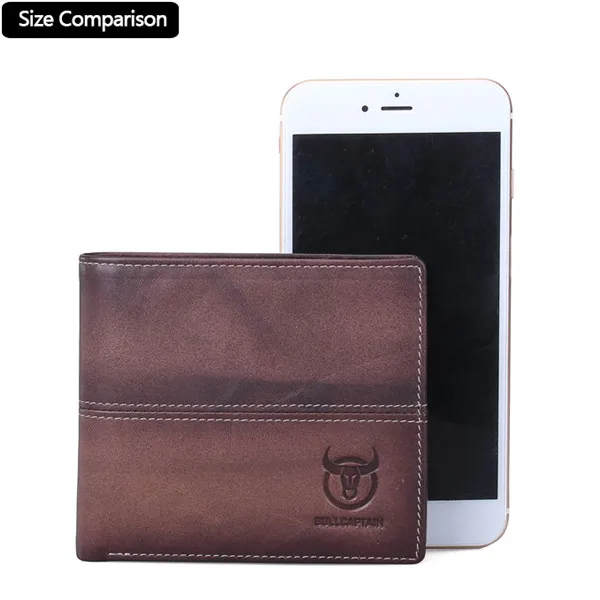 Bullcaptain<ALIMT >&reg;</ALIMT> Men Minimalist Wallet Bifold Genuine Leather Durable Wallet High Capacity Card Holder