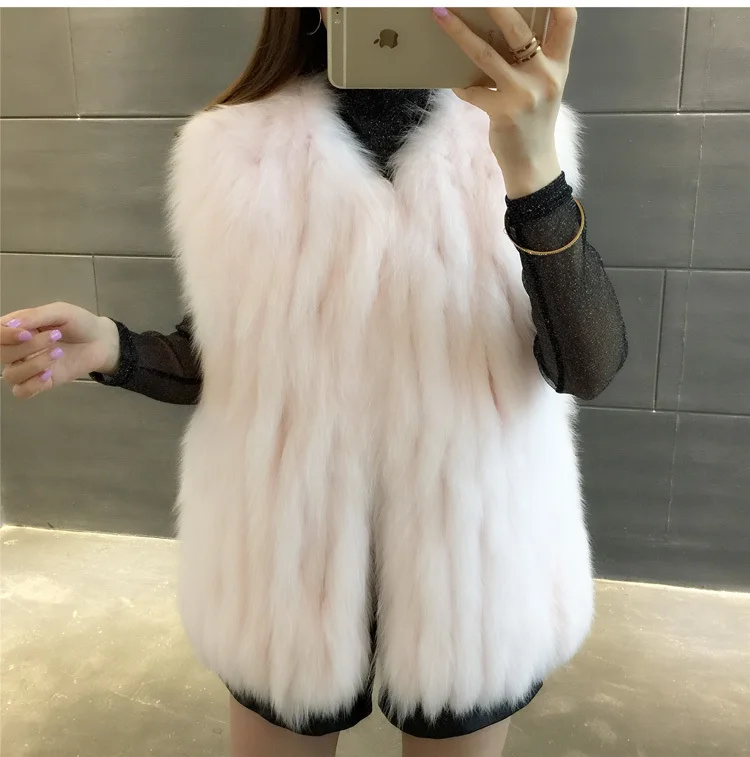 En Veste Baby Manteaux Mode De P4565 Renard 2018 Blue Ptslan Gilet Bonne pink Fourrure White Nouvelles Qualité creamy Doublure Réel Colour Femmes Luxe qOfYz