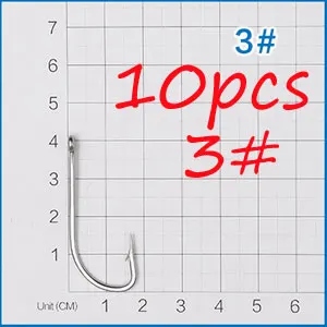 10 шт. острый крючок для рыбы из нержавеющей стали для соленой воды такелаж Щука/Crazy Charlie Fly Крючки для привязывания Размер 1 2 3 4 5 6 7 8 9 10 - Цвет: Size 3 10pcs