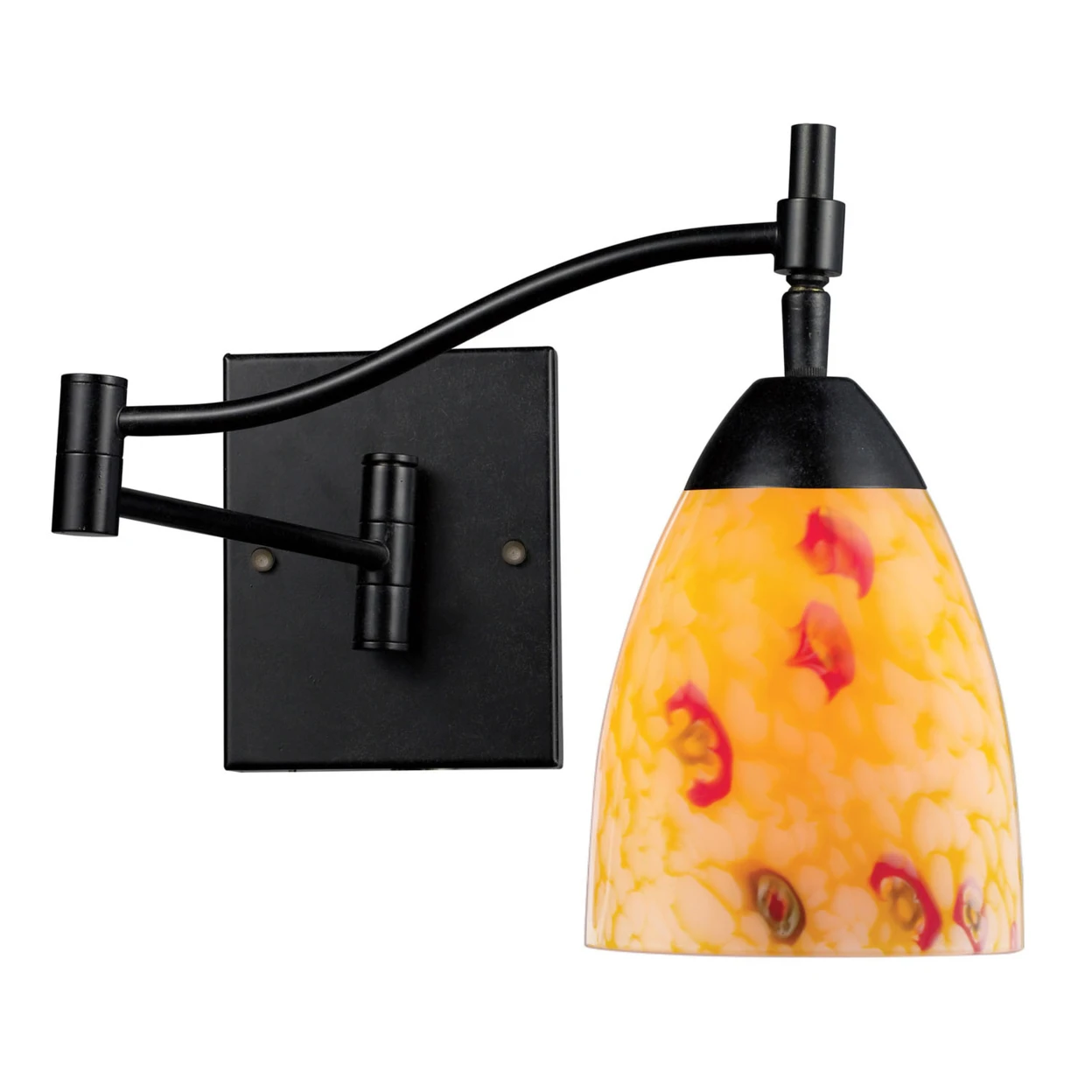 ELK Lighting Celina 1 Light Swingarm LED Sconce In Dark Rust And Yellow Glass