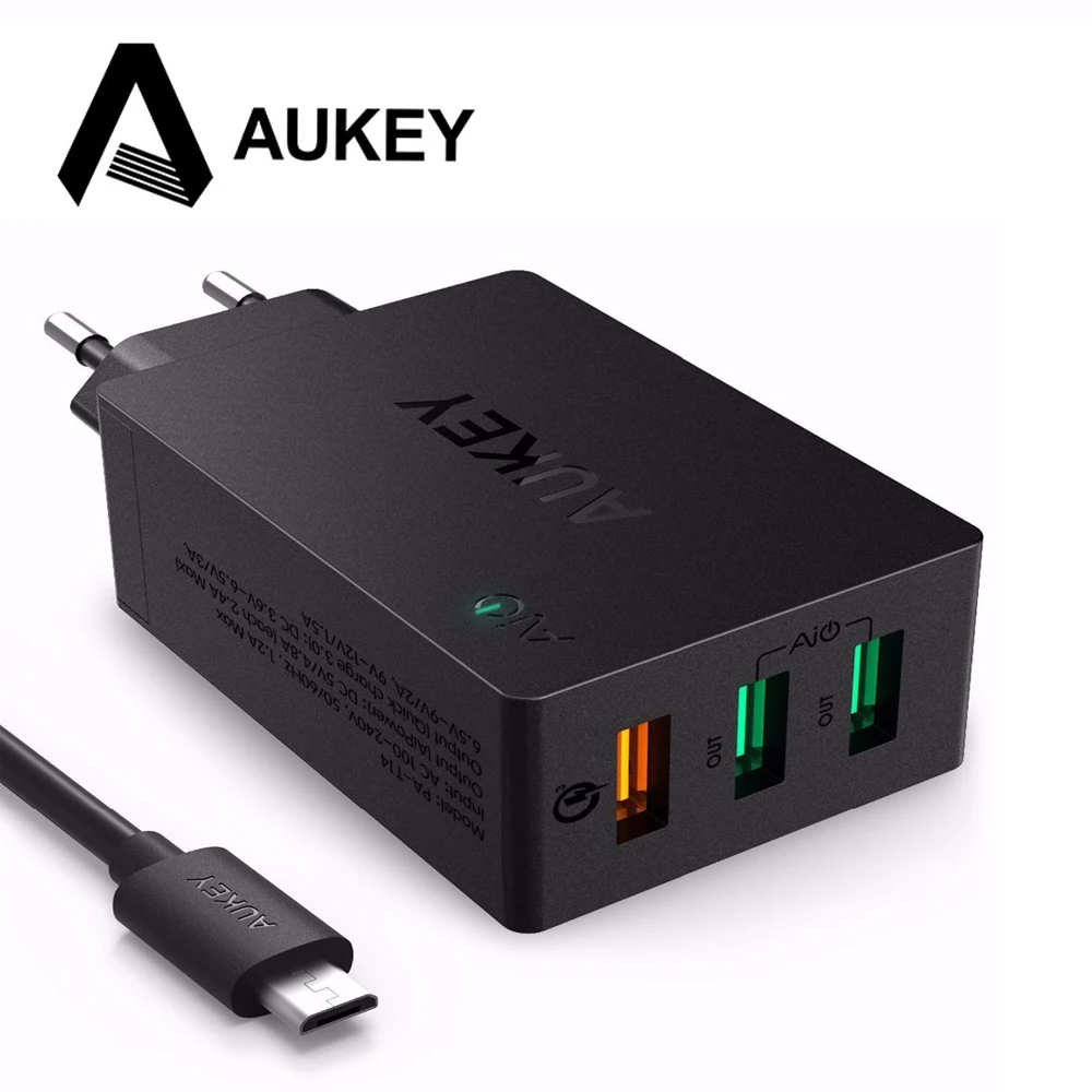 bilder für AUKEY Usb-ladegerät Quick Charge 3,0 3 Port USB Handy ladegerät Intelligente Wand Lade für iPhone LG G5 Samsung Xiaomi HTC & mehr bilder für AUKEY Usb-ladegerät Quick Charge 3,0 3 Port USB Handy ladegerät Intelligente Wand Lade für iPhone LG G5 Samsung Xiaomi HTC & mehr