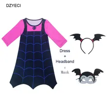 Disfraz Vampirina/костюм для девочек; платье на Хэллоуин; детское Эксклюзивное платье; детская маска; повязка на голову; маскарадный костюм; vetement Fille; Возраст 8 лет