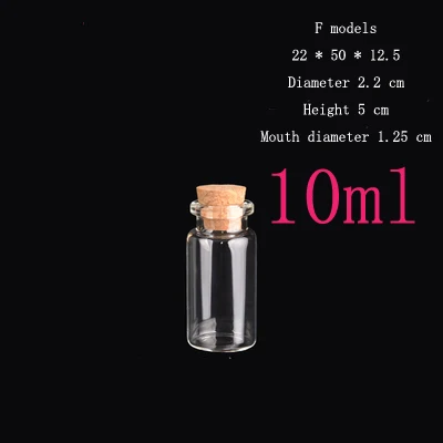 

wholesale 50pcs/lot 10ml(22*50*12.5mm) glass vials, 10ml empty Glass Bottles,10 ml mini Wising Glass Bottle For Pendants
