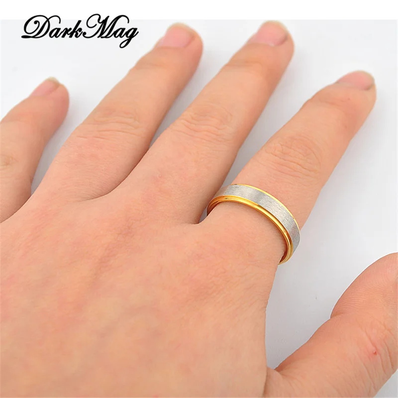 DarkMag Gold And Silver Wedding Rings for Women Men Couple Promise Band Stainless Steel Anniversary Engagement Jewelry