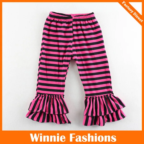 Розничная, разноцветные вязаные Хлопковые Штаны в полоску для малышей штаны для девочек детские брюки с рюшами, леггинсы для девочек детские брюки - Цвет: Black Dark Pink