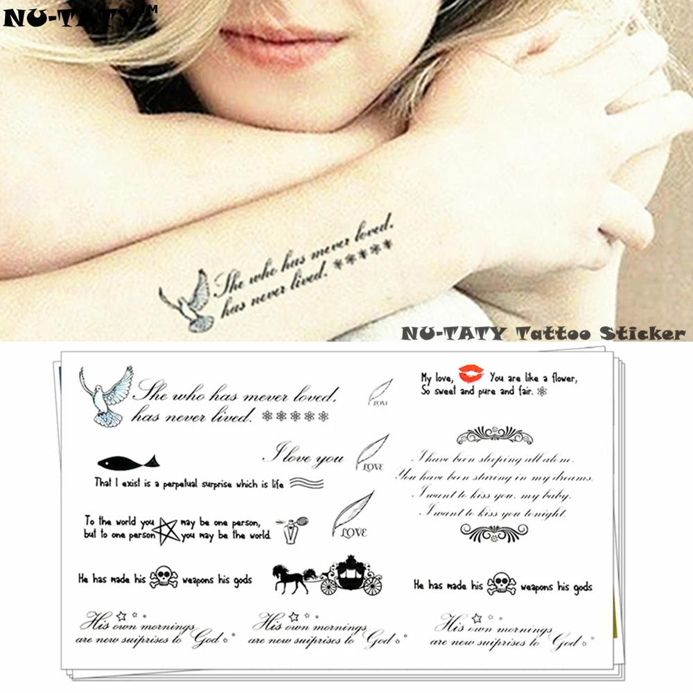 

Nu-TATY Wise Love Poems Words Temporary Body Art Flash Tattoo Sticker 10*17cm Waterproof Henna Fake Tato Car Styling Wall Tatto
