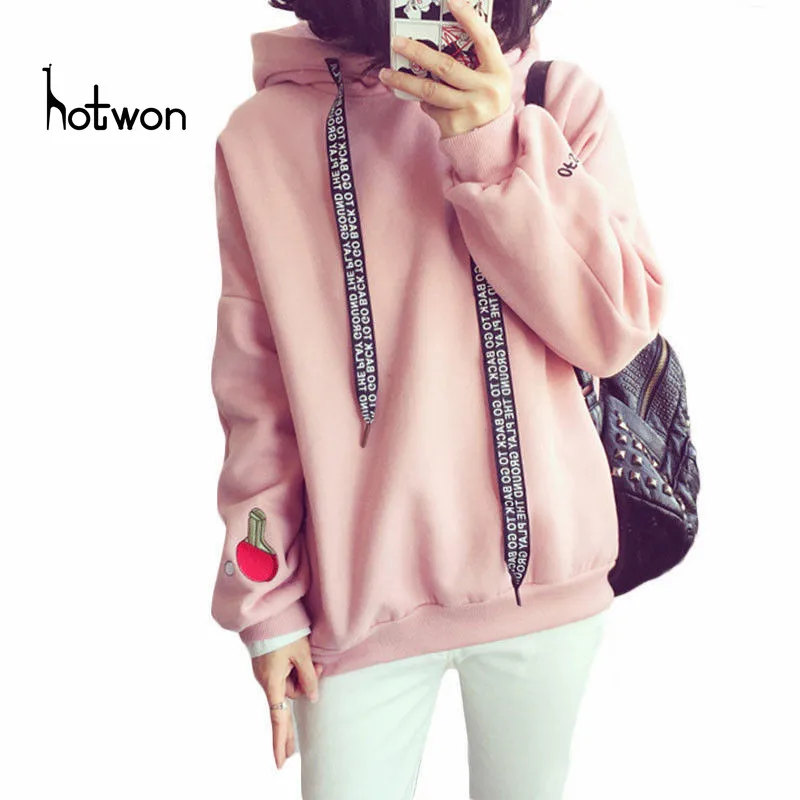 Wholesale S XL Cute Women Hoodies Pullover 3 colors 2018 Autumn Coat Winter Loose Fleece Thick