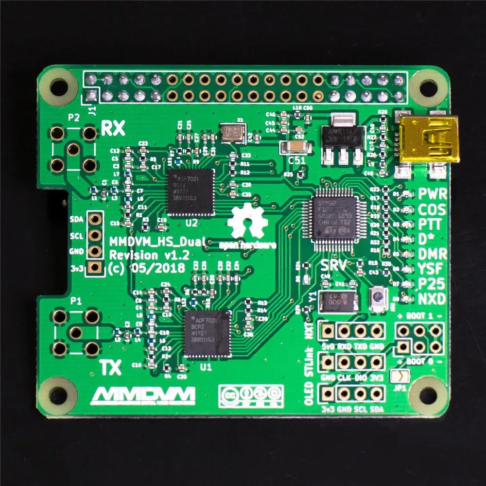 MMDVM_HS_Dual_Hat дуплекс MMDVM точка доступа P25 DMR YSF NXDN Pi Версия 1,3+ OLED