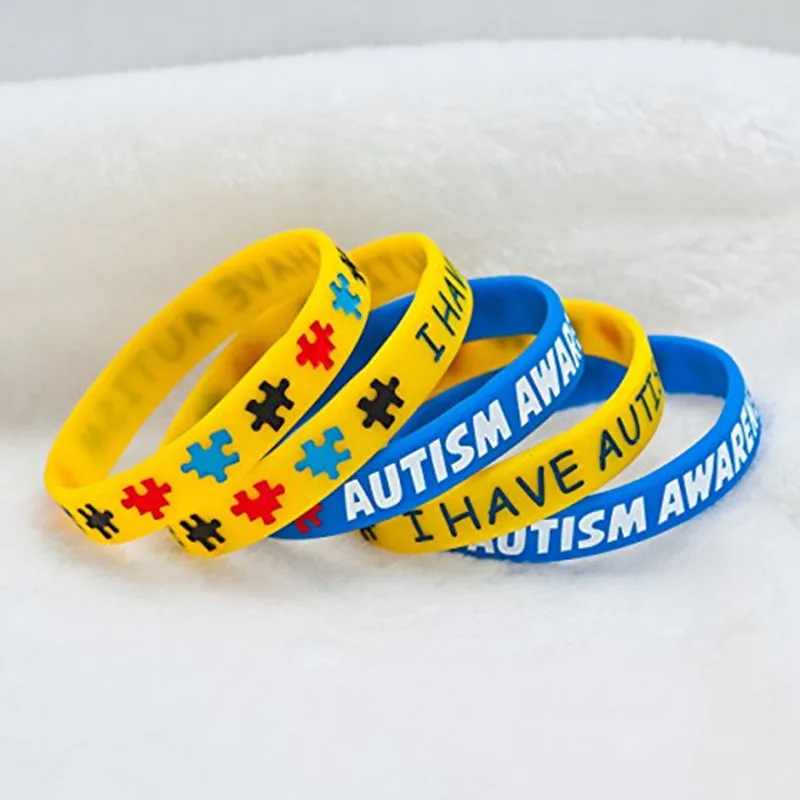 heart of charms set 5 i have autism awareness bracelets silicone sports wristband puzzle pieces  (11)_