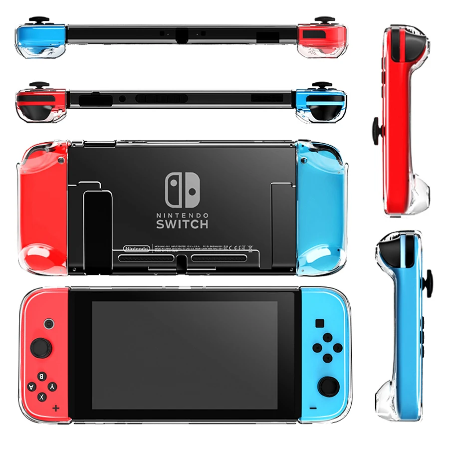 7 In 1 NintendoSwitch Accessories Storage Big Bag& Tempered Glass Film& Crystal Shell& Analog Caps for Nitendo Nintend Switch