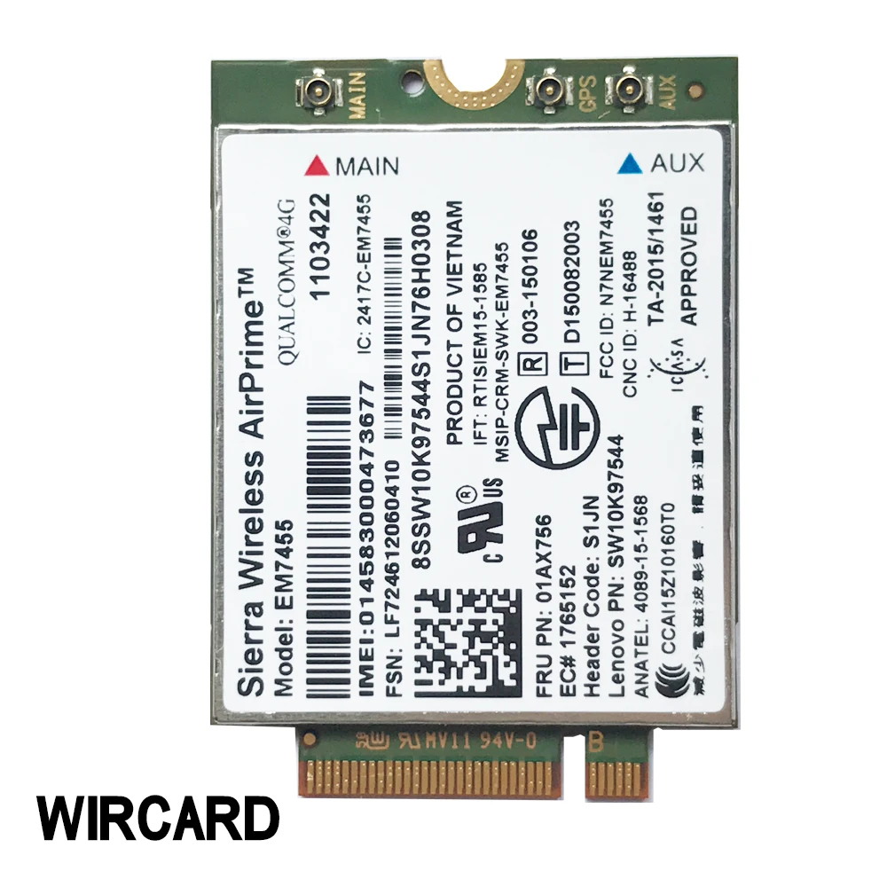 WIRCARD EM7455 FRU 01AX756 LTE 3G 4G карта для ноутбука thinkpad X1 Tablet Gen2|3G модемы| |