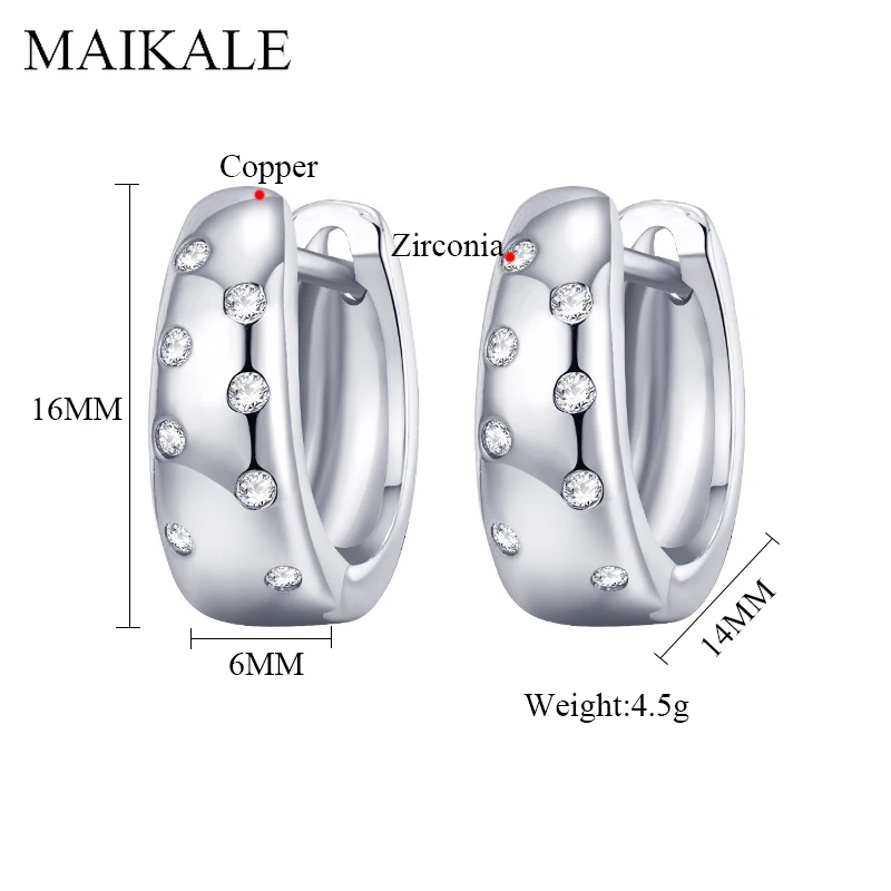 MAIKALE, простые серьги-гвоздики u-образной формы, покрытые кубическим цирконием, золотые, серебряные, медные маленькие серьги, корейские серьги для женщин, подарки