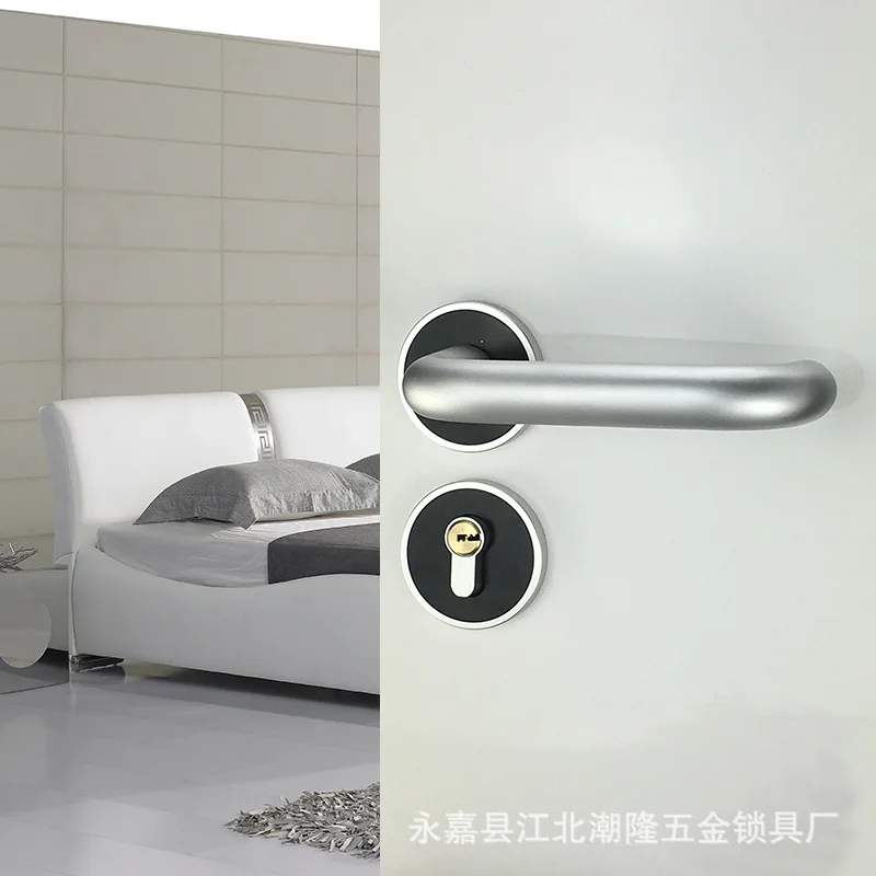 

Fechadura And White Solid Oxide Space Aluminum Alloy Board Of Real Wood Door Handle Hand Fission Mute American High-end Locks