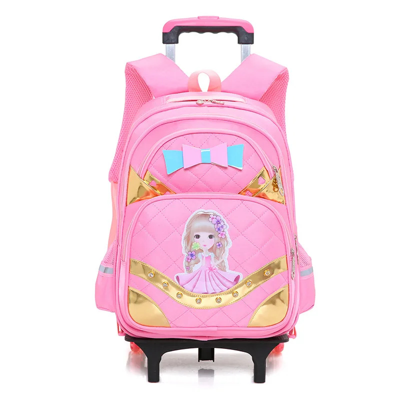

New Removable Children School Bags with 2/6 Wheels for Girls Trolley Backpack Kids Wheeled Bag Book bag travel luggage Mochila