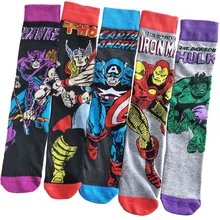 Новинка, мужские Носки с рисунком Тора, комиксы Marvel, герои, аниме, Железный человек, Капитан Америка, Халк, Hawkeye, мужские компрессионные хлопковые носки для мальчиков