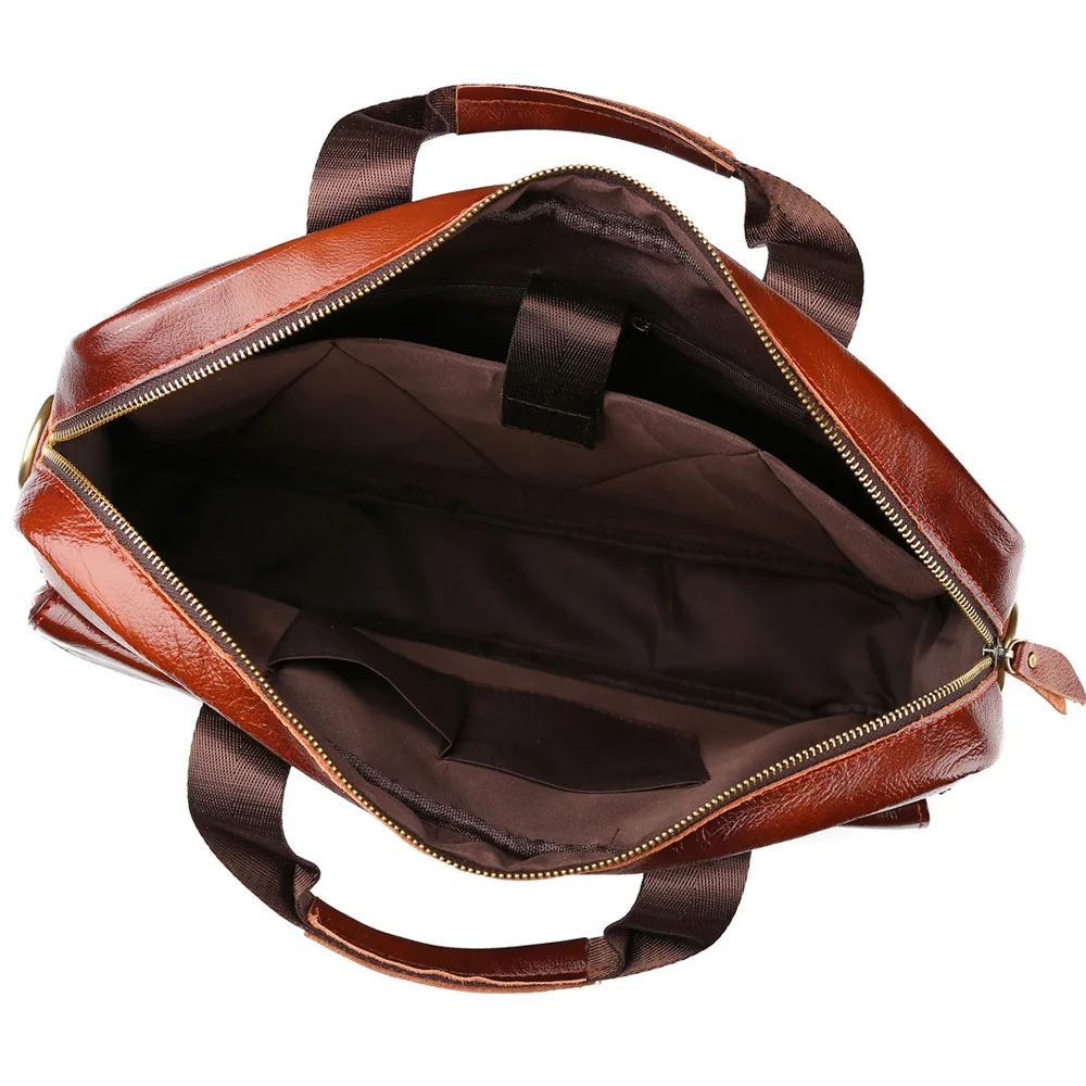 Cowhide Leather Business Bag Handbag Men Genuine Leather Bag Laptop Messenger Bags High Quality 14 inch Luxury Men's Briefcases