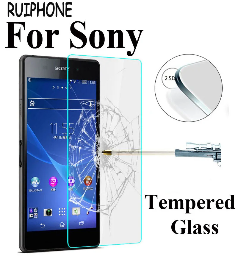 

2.5D Tempered Glass For Sony Xperia Z1 Z2 Z3 Z4 Z5 Compact Z5 Ppremium M2 M4 Aqua M5 Screen Protector Toughened Glass Film