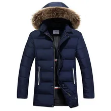 Зимняя теплая пуховая куртка с мехом енота и собаки, новинка года, мужское плотное пальто с капюшоном, длинная Мужская парка, куртка высокого качества, 3 цвета