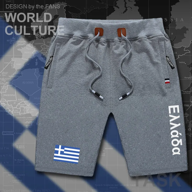 Greece mens shorts beach new men's board shorts flag workout zipper pocket sweat bodybuilding clothing cotton brand The Greek GR